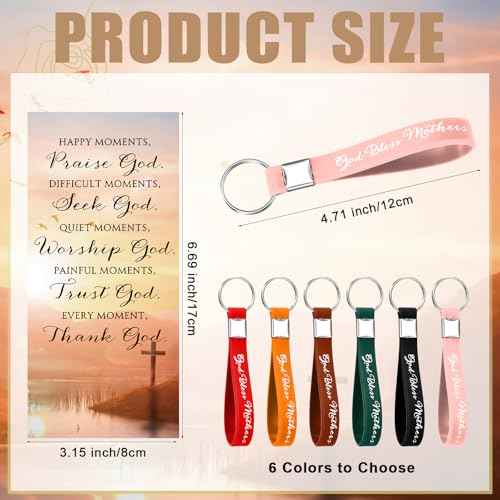 200 Pcs Christmas Christian Church Gifts Bulk 50 God Bless Mother Keychains 50 Religious Bible Verse Pens with 50 Inspirational Prayer Cards 50 Opp Bags for Women