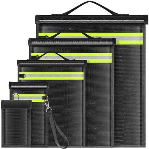 5 Pack Faraday Bags EMP Proof,Faraday Bags for Laptops Tablets Phones Car Keys,Faraday Cage with Handle&Reflective Strip,EMP bags Faraday Pouch for Electronics Fireproof Waterproof