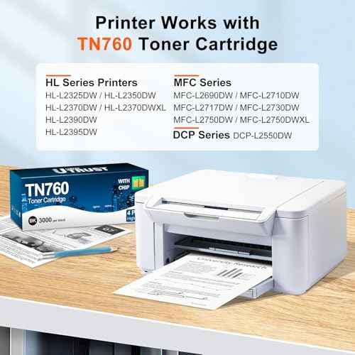 Compatible TN760 Toner Cartridge Replacement for Brother TN730 TN 760 TN-730/TN-760 TN-760 TN-730 High Yield Black Cartridge MFC-L2710DW MFC-L2750DW DCP-L2550DW HL-L2350DW HL-L2395DW HL-L2370DW 4 Pack
