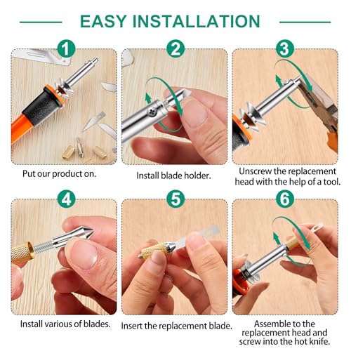 Orange Electric Hot Knife Cutter Kit with 16 Blades for Plastic Work