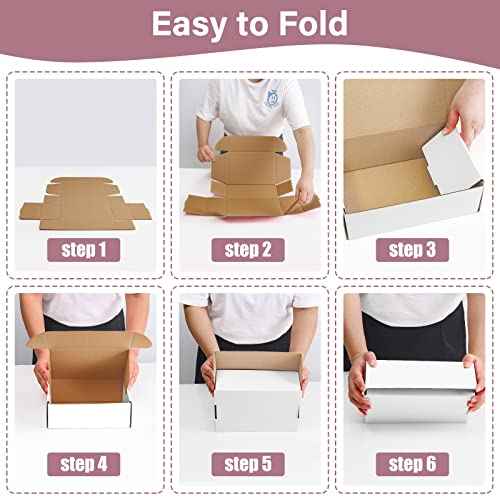 30 Pack 9x6x4 inches White Shipping Boxes, Corrugated Mailer Boxes, Packaging Boxes for Products, Recyclable Cardboard Box, Flat Literature Mailers for Gifts, Clothings by Mailing