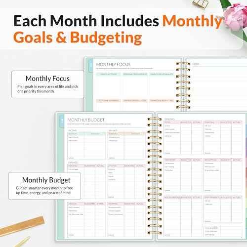 SUNEE Home Planner 2026, Work from Home Planner w/Stickers, JAN 2026 - DEC 2026, Monthly Budget Planner, Checklists for Routines and Goals, Weekly Calendar, Ideal for Gift, Poly Laminated Cover,Floral