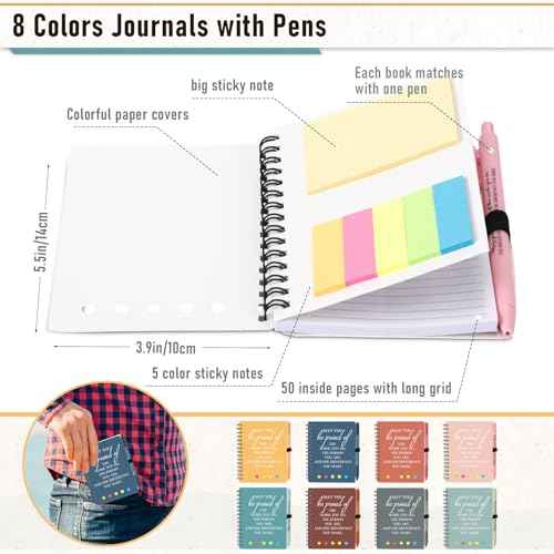 48 Pcs/24 Set Christmas Employee Appreciation Gift for Coworkers Staff Teacher Nurse Practitioner Positive A6 Spiral Journal Notebook with Pen for Team Gift(Fresh Color,May You)
