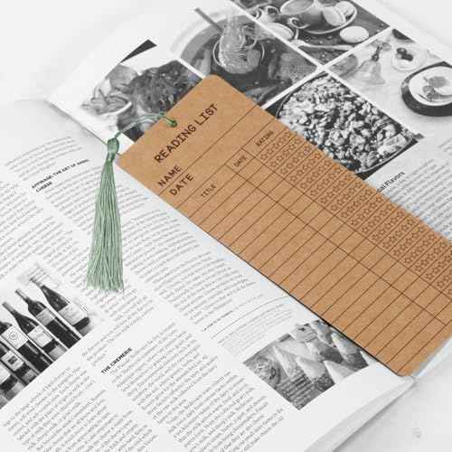 50 pcs Reading List Bookmarks with 50 Bookmark Tassels ? 3x8 Inch Book Tracker and Reading Log Bulk Bookmarks for Book Lovers, Students, Teachers ? Graduation Gifts, Back-to-School Supplies (Brown)