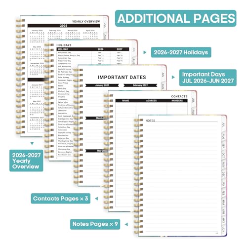 JEJEGO Gold A5 Academic Planner 2026-2027 Weekly & Monthly Organizer