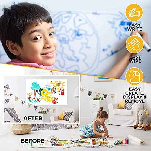New Format-Backpacker Cling-rite Rolls Clingers Dry Erase Portable Whiteboard - 50" Roll, 12" You can Trim to Any Length. Reusable for School Office Decor, Kids Art & Craft Projects - American Made