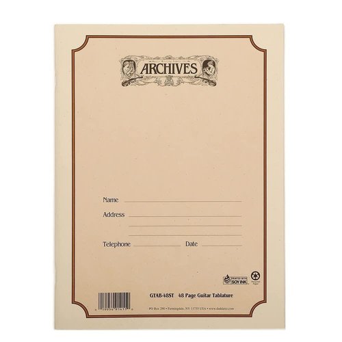 Archives GTAB-48ST Standard Bound Manuscript Paper Book, Guitar Tab, 48 Pages