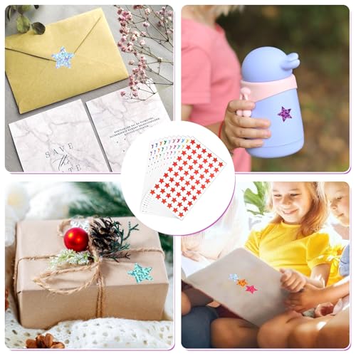 Joyberg 3000 PCS Sparkly Holographic Star Stickers - Mix Colors, 0.6 Inch Kids Rewards & Classroom Decorations