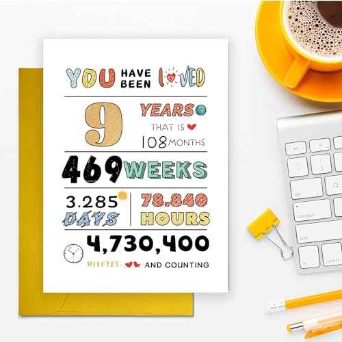 Cute 9th Birthday Card for Girls Boys, Ideal 9th Birthday Gift from Mom Dad, 9 Years Old Birthday Card Gift For Son Daughter Children, Unique 9th Birthday Decorations for Grandson Granddaughter
