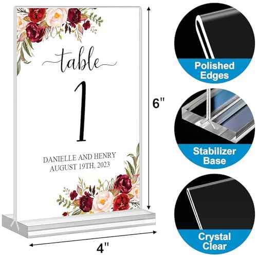 Acrylic Sign Holder 4x6, 16 Pack Clear Double Sided Clear Table Menu Vertical Display Stand Desktop Display Stand Paper Holder Table Sign Holder Suitable for Restaurants Office Store Show Fair