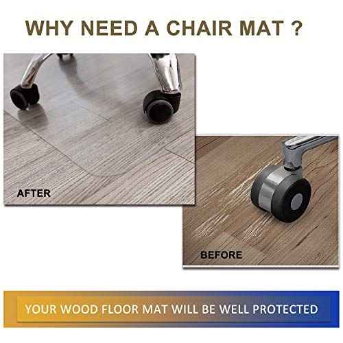 Office Chair Mat for Hardwood Floor, 48¡±x 36¡± Clear Floor Protector Mat for Office Chair, Vinyl Desk Chair Mat for Hard Floors, Easy Glide for Chairs