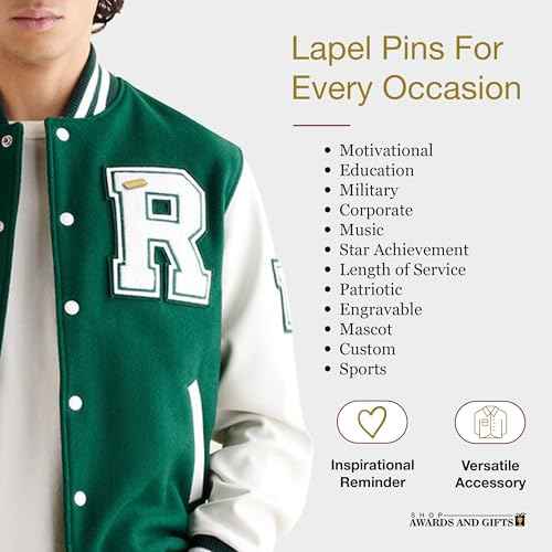 SHOP AWARDS AND GIFTS 7/16 Inch Gold Service Bar Chenille Lapel Pin, Sports Team Varsity Letterman Jacket Achievement Recognition, Bulk Pack of 20