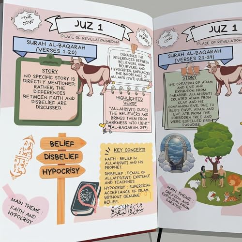 Islamic Study Guide with Illustrated Quran, Surah Summaries & Tafsir