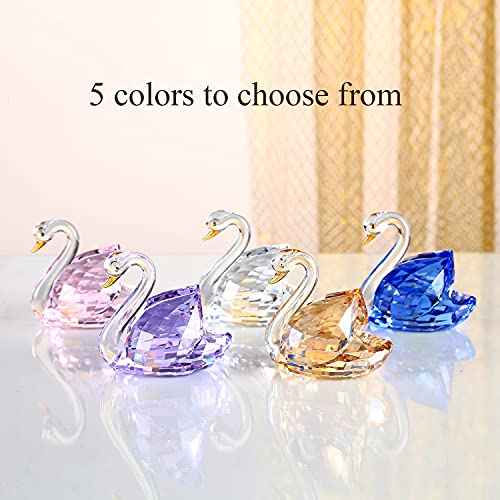 DOJOZ Crystal Swan A Pair Valentines Day Sweet Gifts Figurine Collection Ornament (Pink)