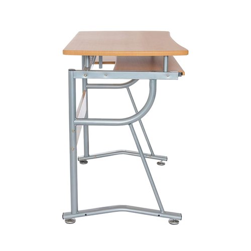 Techni Mobili Compact Computer Desk With Side Shelf And Keyboard Panel, Cherry, 43" x 19.5" x 30"