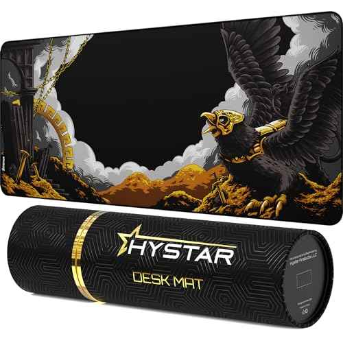 Hystar¢ç Extended Gaming Mouse Pad | XXL 36" x 16" | 5mm Thick, Waterproof Surface, Smooth Polyester Fabric, and Natural Rubber Base | Mythic Griffin