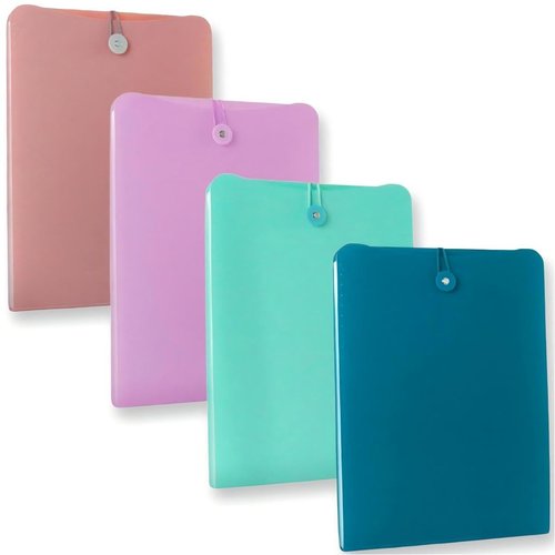 4 Packs Vertical Expanding Accordion Folder with 7 Pockets Paperwork Organizer Document Wallet Briefcase Business File Organizer Bag A4 Letter Size Elastic Rope Closure （Light Blue，Green，Purple，Choco）