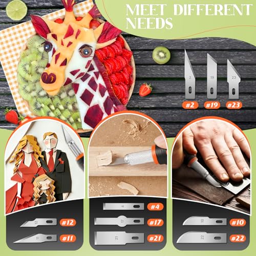 Orange 16pcs Exacto Knife Set with 13 SK5 Steel Blades for Precision Crafting