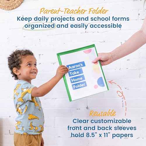 ECR4Kids 2-Pocket Parent-Teacher Classroom Communication Folder, School Supplies, Green, 36-Piece