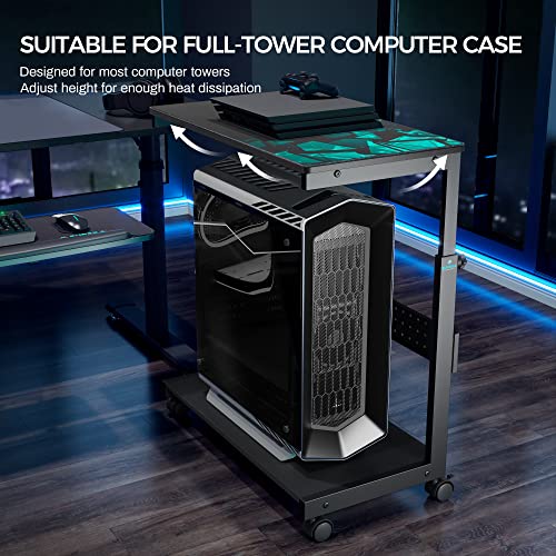 EUREKA ERGONOMIC Height Adjustable PC Stand Black - Universal Tower Cart