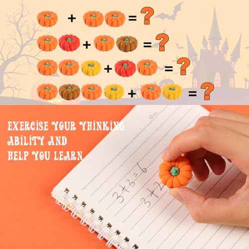 44Pcs 3D Pumpkin Erasers Bulk, Halloween Fall Mini Erasers for Student Classroom Prizes, Game Reward,Treasure Box,Trick or Treats, Goody Bag Filler,Party Favors (44PCS)