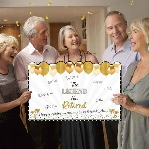 Retirement Card for Man Woman, Black Gold Large Retirement Card for Signing Jumbo The Legend Has Retired Guest Book Greeting Card with Envelope Retired Decorations Gift