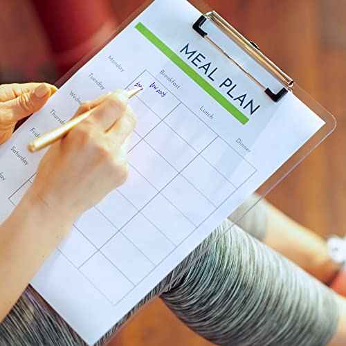 25 Pack Transparent Plastic Clipboards Bulk Acrylic Clear Clip boards with Low Profile Metal Clip Board 12.5 x 9 Inch Letter Size Clipboard Class Set for Classroom with Hanging Hook - Holds 100 Sheets