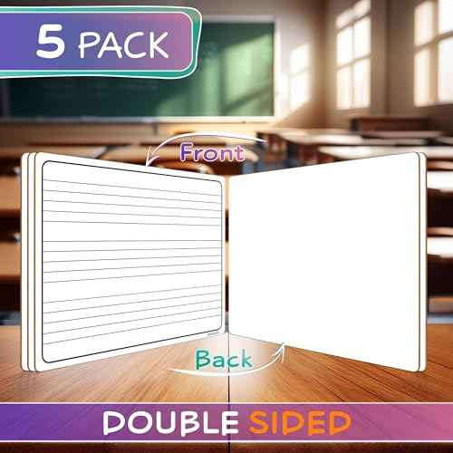 Scribbledo 5 Pack Dry Erase Music Staff White Boards 9" X 12 Inch Lapboard Double Sided Musical Notes whiteboard for Kids Students, Musicians and Home (5 Erasers Included)
