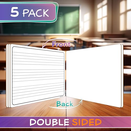 Scribbledo Music Staff Whiteboard - 5 Pack, 9x12 Dry Erase Boards with Erasers