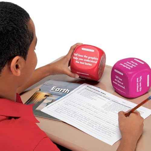 Really Good Stuff Comprehension Cubes - 4 Cubes Containing Comprehension Questions for 12 Non-Fiction and 12 Fiction