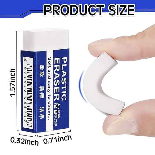 Yeaqee 300 Pcs White Pencil Erasers Bulk Soft Art Erasers School Pencil Erasers for Drawing Kids Student Artist Office Home Writing 1.57 x 0.71 x 0.31 Inch