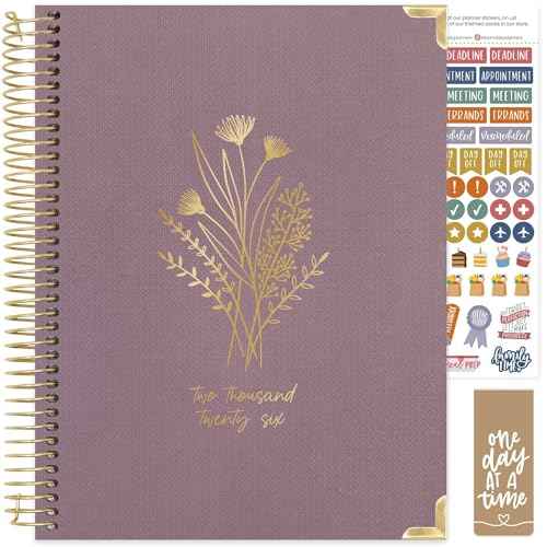 bloom daily planners HARDCOVER 2026 Planner (January to December) - 8.5¡± x 11¡± Weekly & Monthly Dated Agenda Organizer Book with Stickers & Tabs - Purple Linen