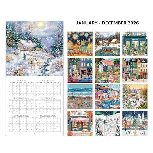 2026 Calendar - 2026 Wall Calendar 12 months from Jan. 2026 - Dec. 2026, 12" x 24" (Open), Colorful Landscapes Wall Calendar with Thick Paper & Marked Holidays