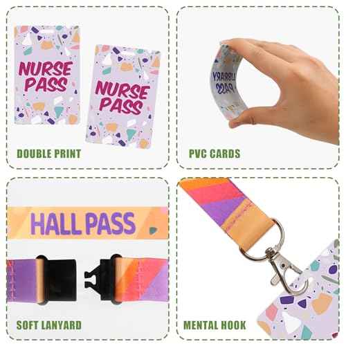WorldBazaar Terrazzo Tones Hall Pass Lanyards and School Passes Set of 6 Unbreakable Hall School Passes Teacher Supplies for Classroom Passes Bathroom Office Library Nurse Classroom
