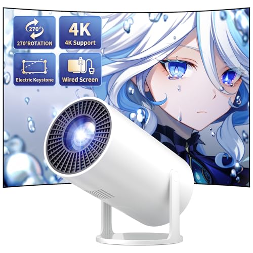 Mini Projector Portable Proyector 4K Support, Full HD 1080P Small Projector with 270¡Æ Rotatable Stand, Movie Projector Compatible with TV Stick/Smartphone/HDMI/USB for Bedroom/ Outdoor Camping