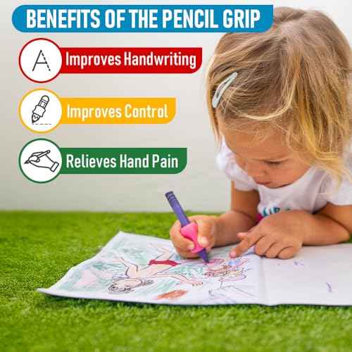 The Pencil Grip Original Pencil Grippers 6 Pcs, Improves Kids Handwriting, Ergonomic Pen Holder for Righties & Lefties, Ideal for Kids, Toddlers, Adults, Writing Tool with Finger Cushion
