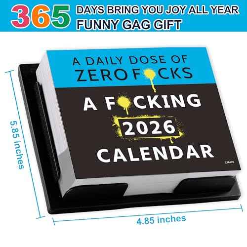 A F*cking 2026 Calendar - Funny 2026 Desk Calendar, A Daily Dose of Zero F*cks, January to December 2026, 4.9''x4.5'', Funny 365 Daily Calendar, White Elephant Gag Gift for Adults