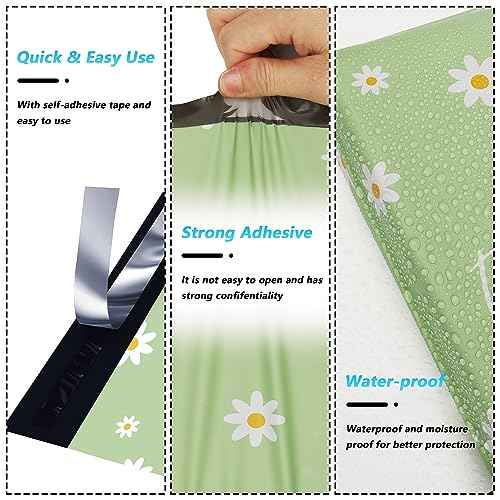 Thank You Poly Mailer 10x13 Inch 100 Pcs, Waterproof and Tear-Resistant Shipping Bags for Clothing, Cute Mailing Bags with Self-Seal, Chrysanthemum Printed Packaging Bags for Small Business