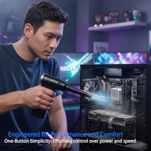 Electric Compressed Air Duster -120000RPM Super Power Cordless Air Duster, Rechargeable Brushless Motor Durable Blower, 4-Gear Adjustable Dust Blower for Computer,PC,Keyboard Charging
