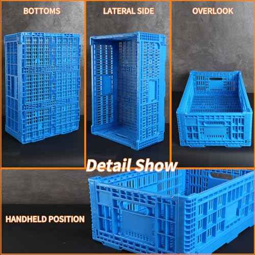 Collapsible Storage Bin Containe£¬52 Liter Transferheavy duty plastic storage box,blue milk crates heavy duty Transit storage of various items (1)