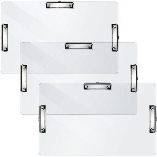 Dunzoom 3 Pcs 11 x 17 Clipboards Three Clip Extra Large Clipboards PP Plastic Horizontal Clipboards with Low Profile Clip for School Office Home Students Teachers Supplies