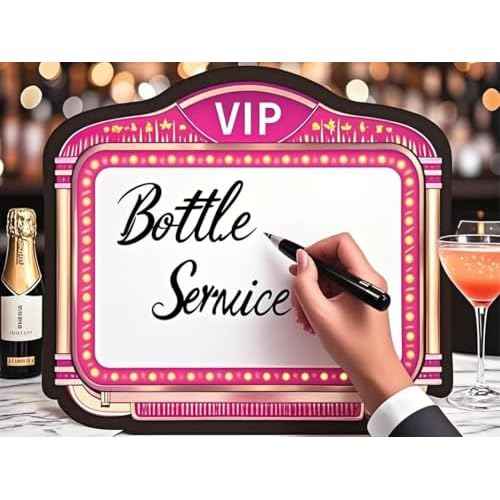 VIP Bottle Service Sign for Clubs - Professional LED Display Board with Remote Control, Changeable Cards & 6 Light Modes, Tool-Free Setup for Bottle Girl & Presenter, Bar, Nightclub, Wedding, Parties