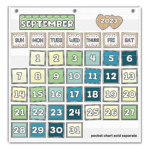 EAMAY Classroom Monthly Calendar Pocket Chart for 2.75 * 2.75 Cards,Homeschool Supplies and Classroom Must Haves! Only Chart(White)