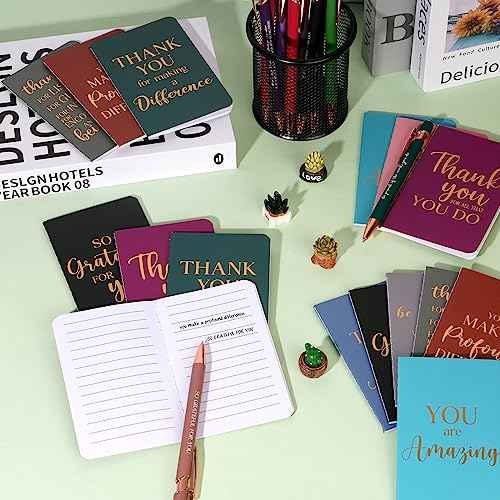 96 Pcs Thank You Gifts Bulk Motivational Pens Inspirational Notepads Set, Mini Motivational Notebooks and Ballpoint Pens, Inspirational Appreciation Gifts for Employee Teacher Staff Volunteer Coworker