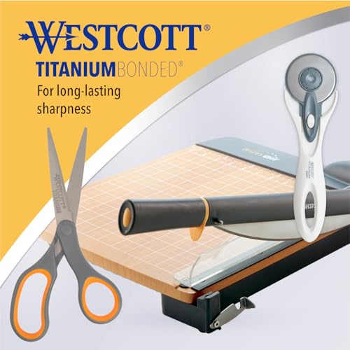 Westcott Titanium Bonded Scissors 8-Inch 6-Pack - Soft Handle, Straight, Gray/Yellow