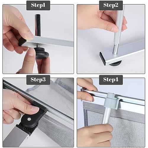 Outus 1 Pcs Literature Stand Magazine Display Rack with 4 Pocket, Portable Roll up Mesh Foldable Trade Show Display with Carrying Bag, Lightweight Magazine Rack Floor Standing for Exhibition Office