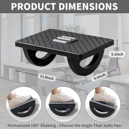 Foot Rest for Under Desk at Work - Ergonomic Foot Stools for Under Office Desk - Rocking Footrest with Roller Massager - Leg Rest for Chair, Computer Gaming - Promote Leg Circulation