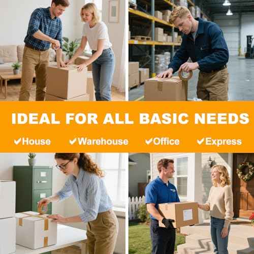 Brown Packing Tape 24 Rolls Heavy Duty Packing Tape with 3 Dispenser - 2.5mil x 1.88" x 60Y Strong Adhesive Packaging Tape for Carton Sealing, Shipping, Mailing & Storage