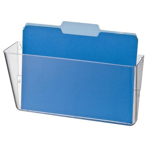 1InTheOffice Clear Wall File Holder, Mounted Single Pocket, Letter Size, Expandable, Plastic