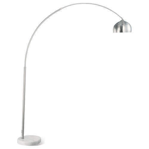 Coaster Home Furnishings - Krester - Metal Arc Floor Lamp with Dome Shade and Marble Base - Living Room - 85-Inch - Chrome - 901199